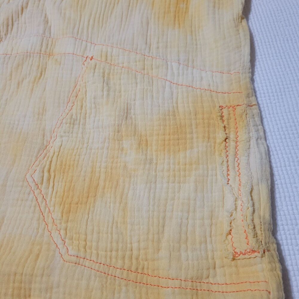 ANTHROPOLOGIE FLAWLESS Yellow Gauzy Cotton Shirt Sz M Tie Dye Oversized Longline - Picture 9 of 11